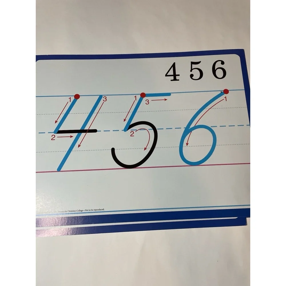 VTG Cursive Pensacola Christian College 1995 Classroom 12 X 9 Cards A-Z & 1-10
